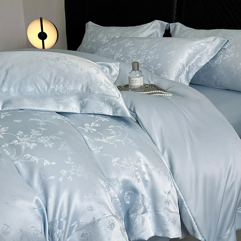 Afralia™ Ice Silk Jacquard Bedding Set - Luxury Comforter Cover, Soft & Cozy, Queen/King