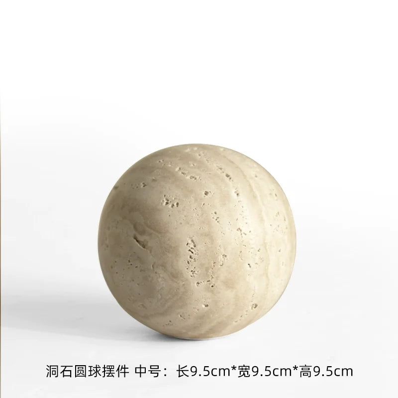 Afralia™ Chestnut Stone Wabi Sabi Wind Round Ball Geometric Rock Ornament Figurines