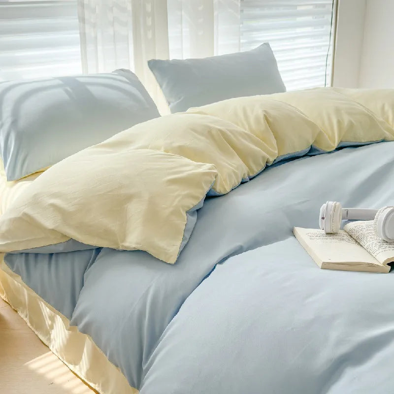 Afralia™ Solid Color Duvet Cover Set - Queen King Full Size Flat Sheet Bedding
