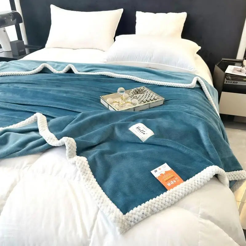 Afralia™ Cozy Flannel Nap Blanket - Solid Color Warmth