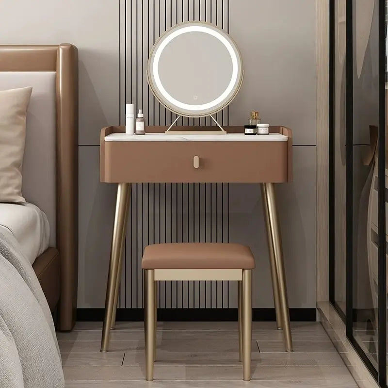Afralia™ Modern Luxury Dressing Table Desk for Women - Nordic Style Organizer Desk Mirror