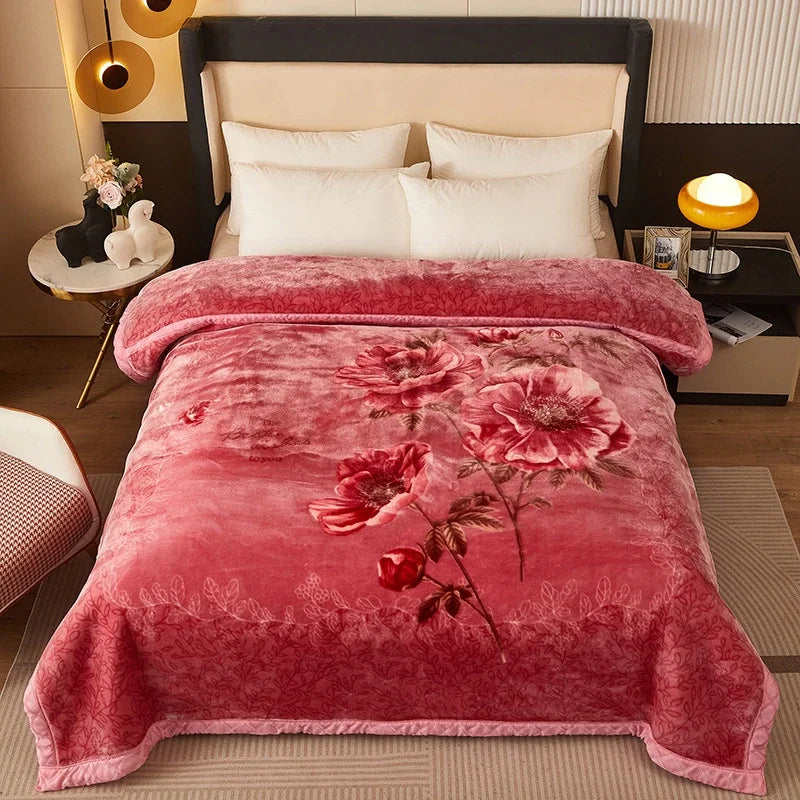 Afralia™ Winter Raschel Blanket: High-End, Warm, and Skin-Friendly for Single & Double Beds
