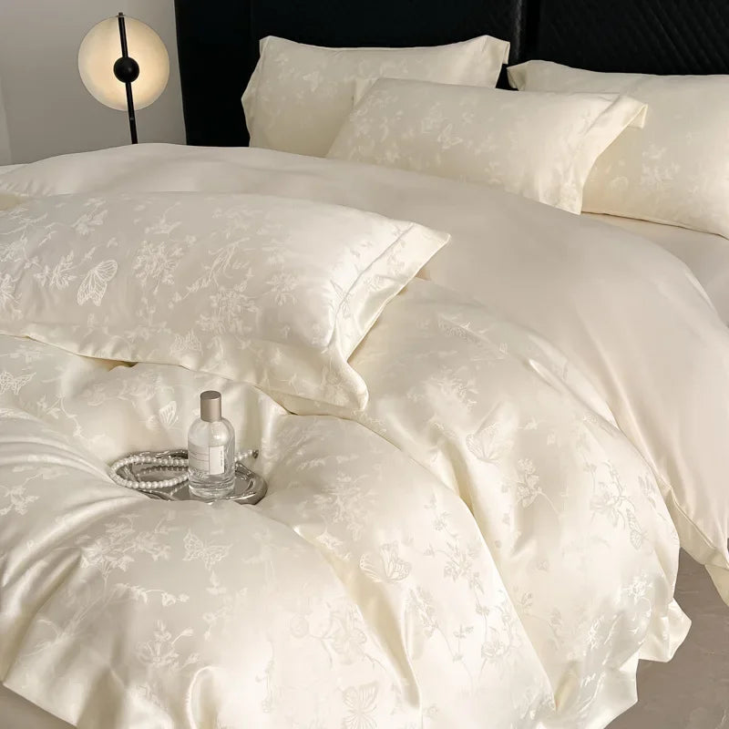 Afralia™ Ice Silk Jacquard Bedding Set - Luxury Comforter Cover, Soft & Cozy, Queen/King