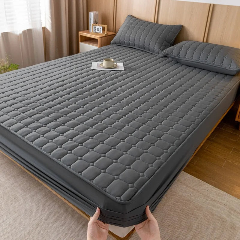 Afralia™ Quilted Fitted Sheet for Cozy & Anti-Slip Protection on Queen & King Beds