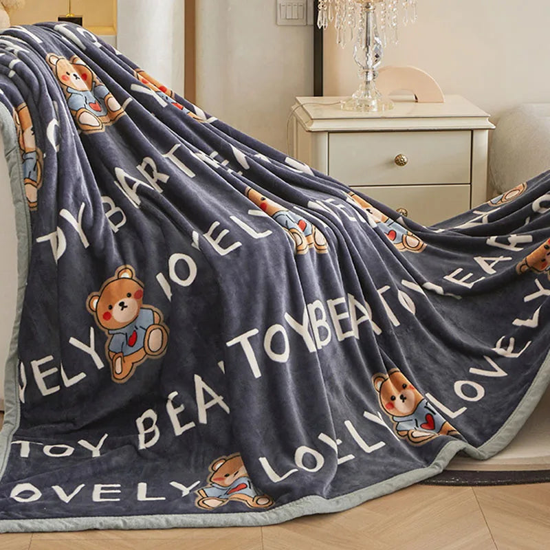 Afralia™ Cartoon Print Flannel Sofa Cover – Lightweight Plush Blanket for Adults
