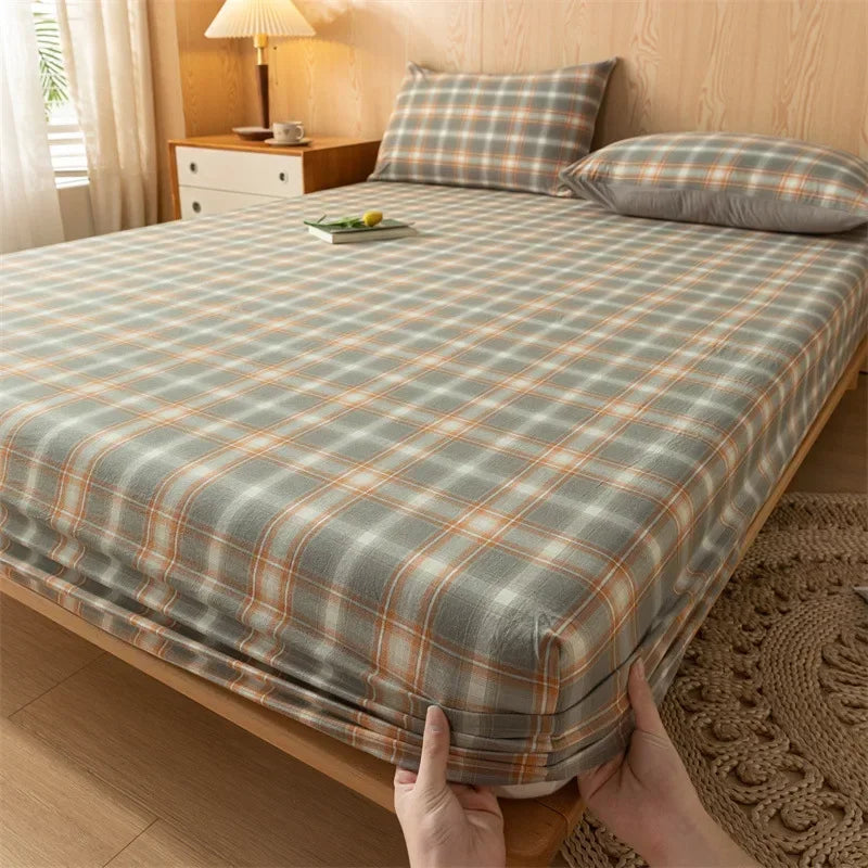 Afralia™ Cotton Fitted Sheet with Elastic Bands for Single Double King Queen Bed
