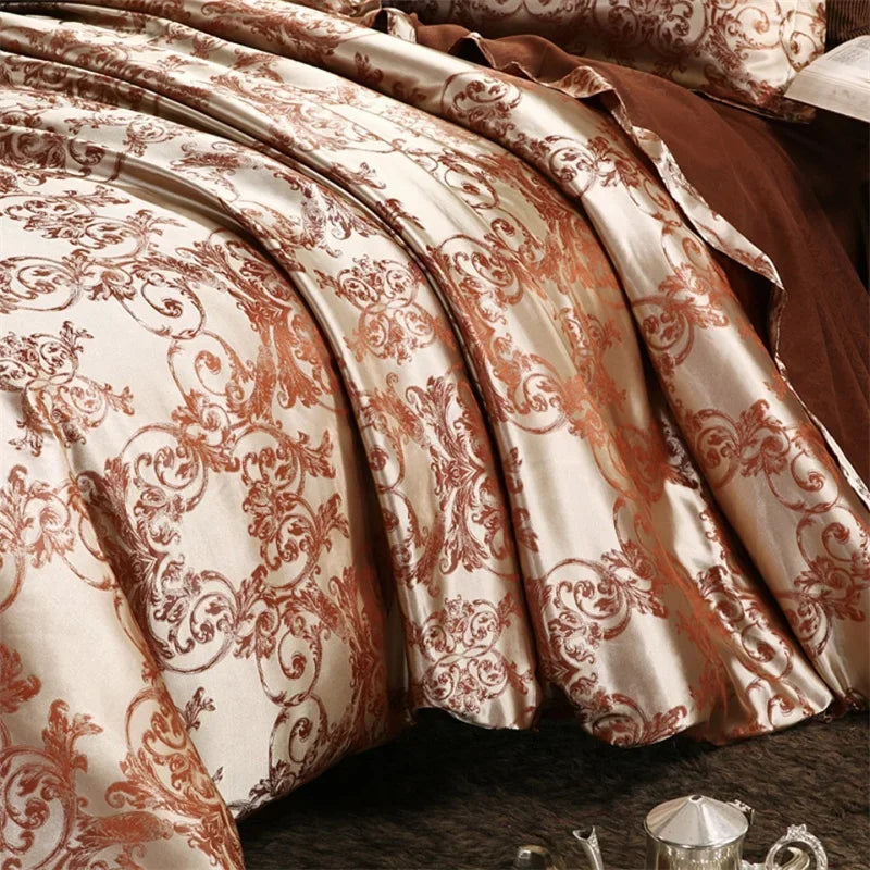 Afralia™ Jacquard Satin Luxury Bedding Set - Queen Size Luxe Duvet Cover Set