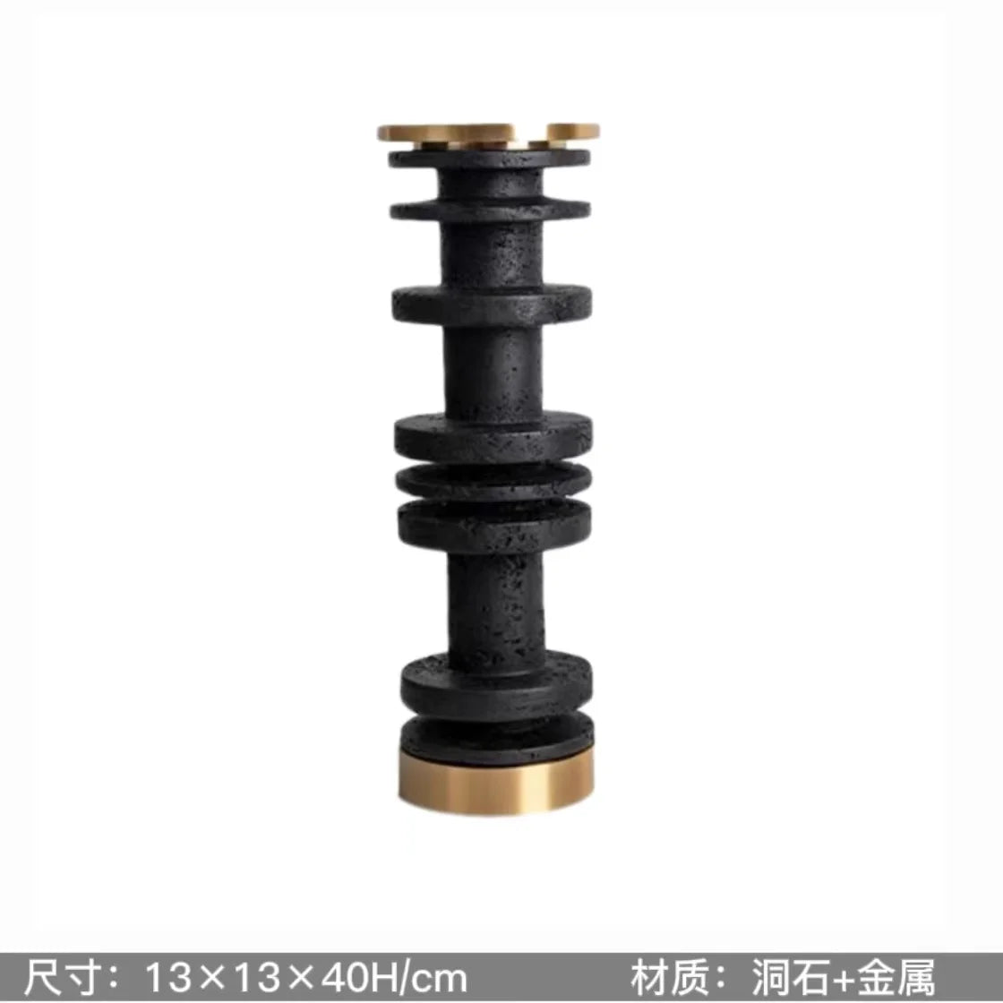 Afralia™ Marble Candle Holder with Metal Base Luxury Home Decor Beige Brown Travertine