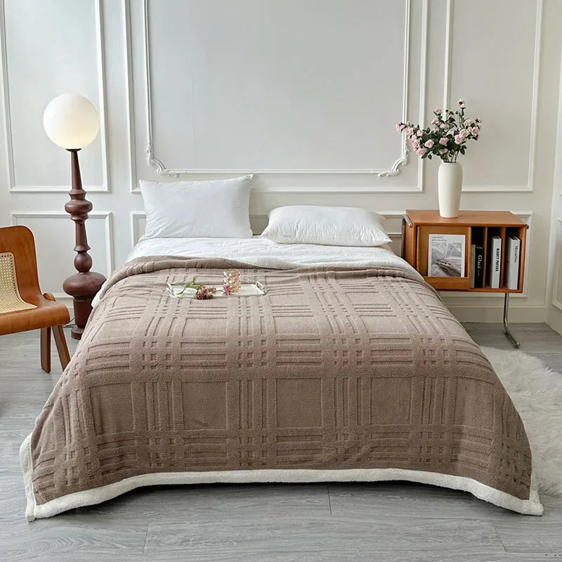 Afralia™ Velvet Jacquard Taffeta Blanket: Cozy Sofa Cover & Four-Season Quilt