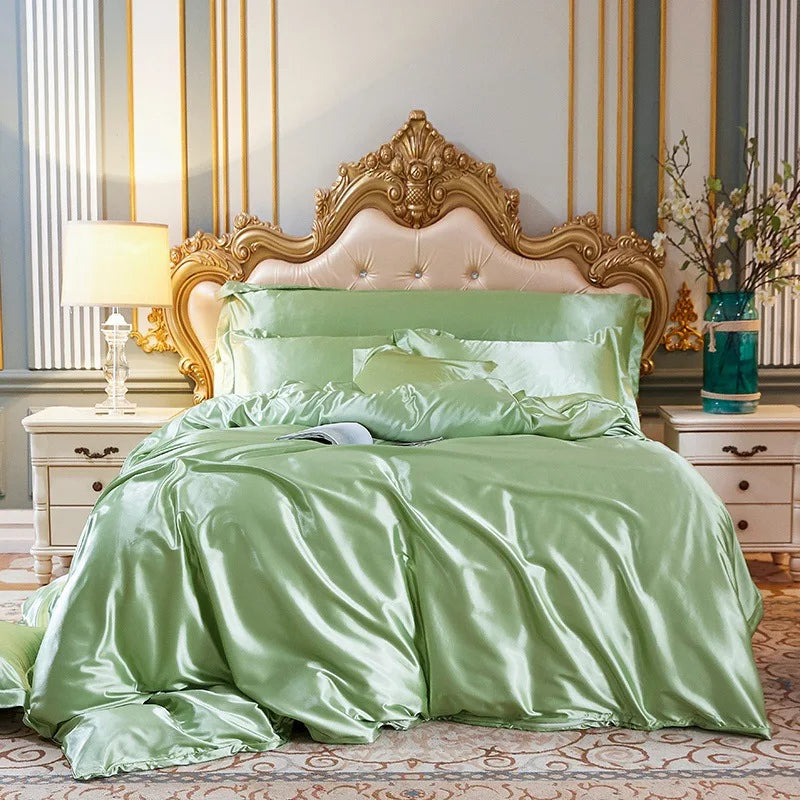 Afralia™ Luxe Satin Silk Duvet Cover Set | Soft Skin-Friendly Comforter with Pillowcase