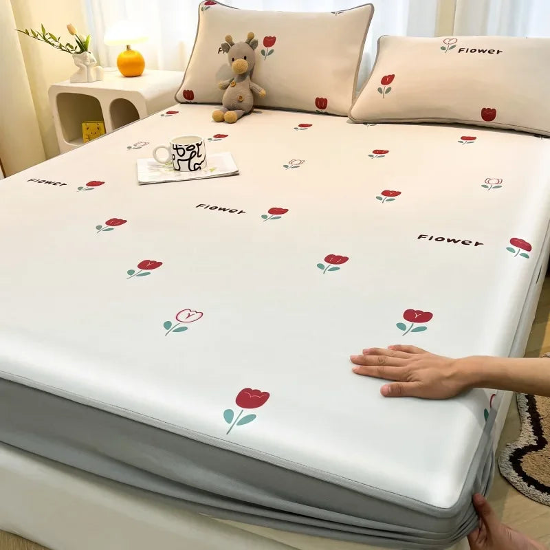 Afralia™ Cooling Ice Silk Mattress - 3Pcs, High Quality, Simple Pattern, Anti-Wrinkles.