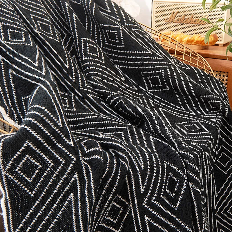 Afralia™ Grey Knitted Woolen Blanket: Nordic Style, Comfortable & Versatile Summer Sofa Throw