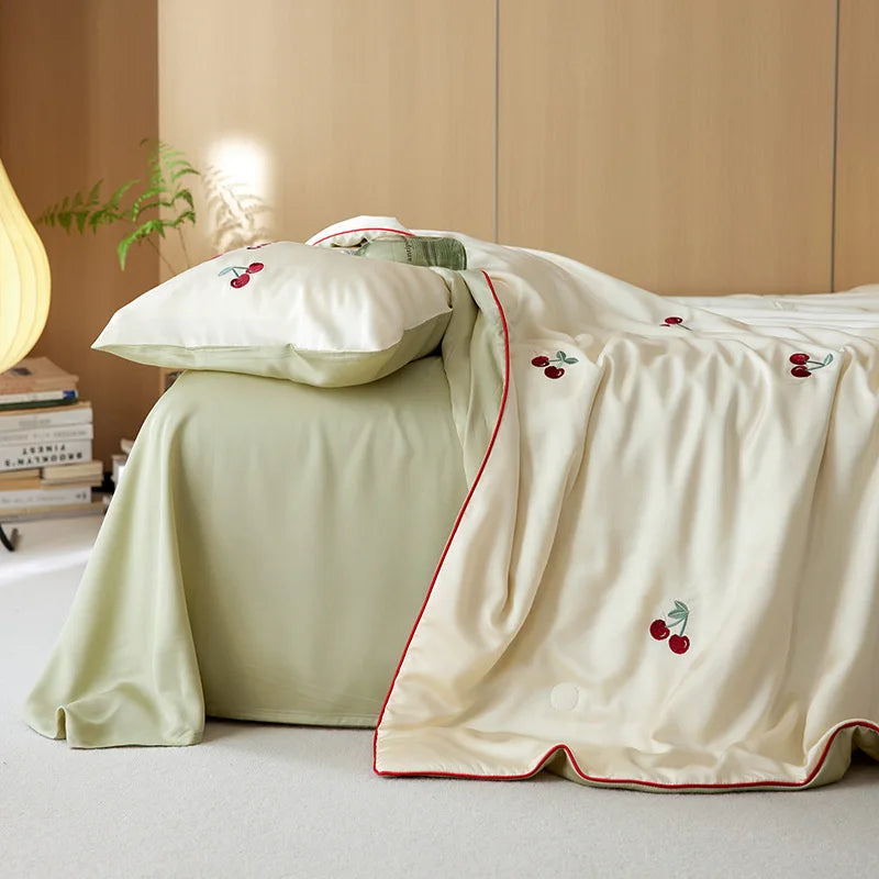 Afralia™ Summer Cool Quilt Set with Pillowcases, Ice Silk Air Conditioning Blanket