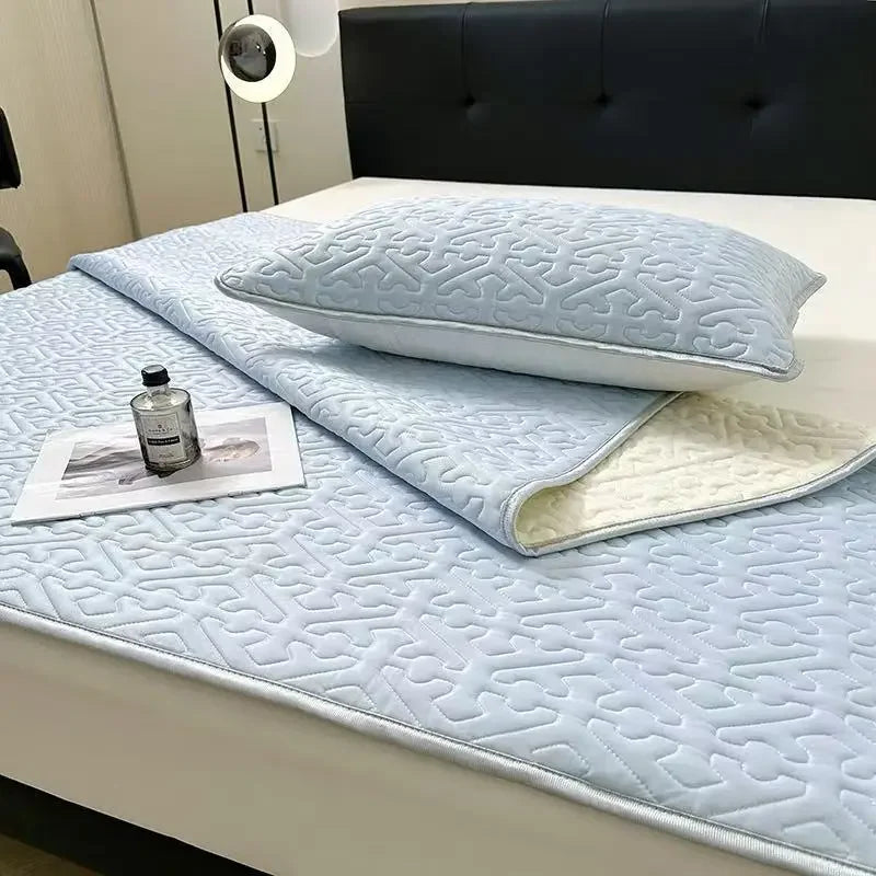 Afralia™ Latex Cooling Mat Set: Washable, Soft, Breathable Bed Sheet - 3 Pieces