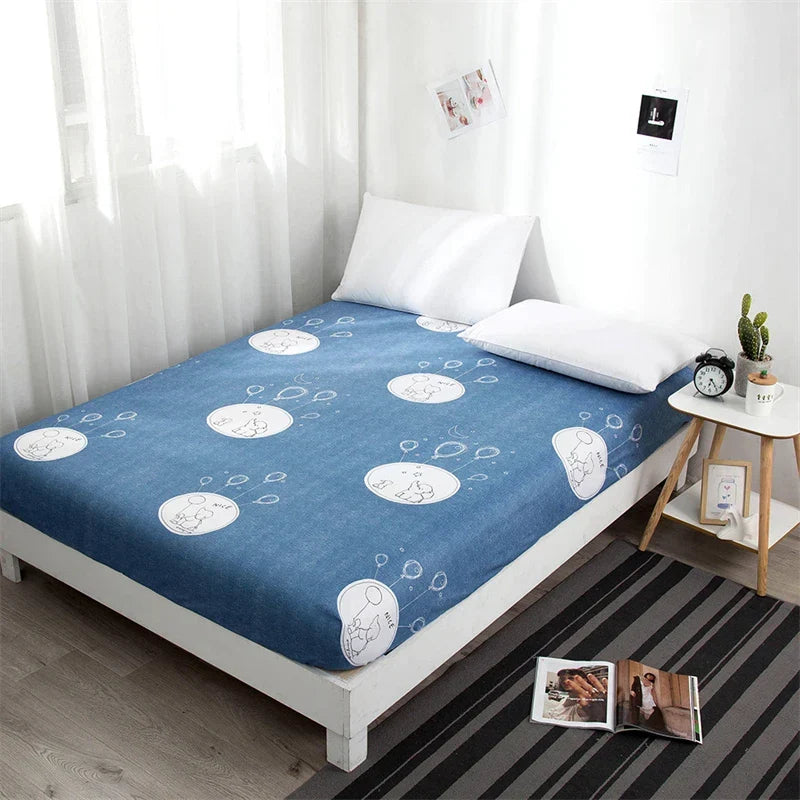 Afralia™ Plaid Printed King Size Fitted Bed Sheet - Soft Elastic Band Sheet