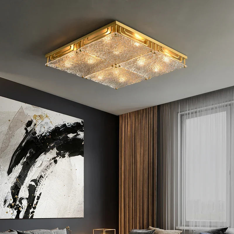 Afralia™ Gold Water Ripple Glass Ceiling Lamp for Bedroom Kitchen Home Decor
