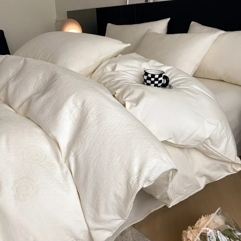 Afralia™ Luxury Jacquard 3-Layer Cotton Bedding Set - Soft & Skin-Friendly