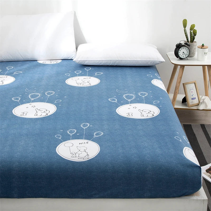 Afralia™ Plaid Printed King Size Fitted Bed Sheet - Soft Elastic Band Sheet