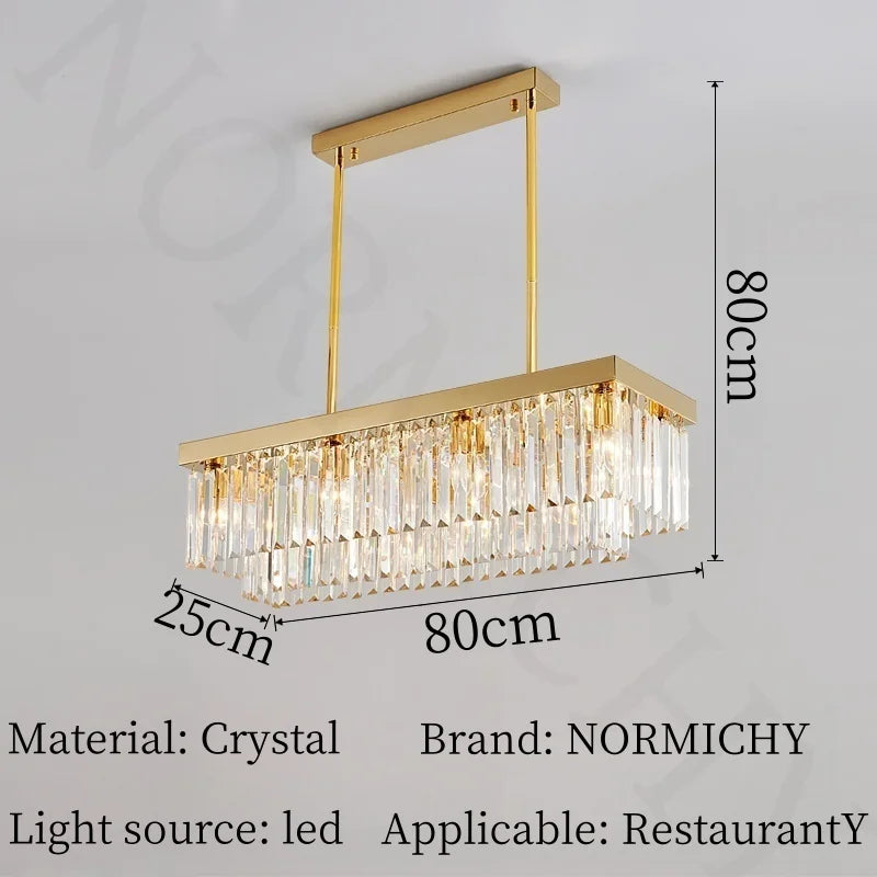 Afralia™ Crystal Chandelier: Nordic Minimalist Rectangular Restaurant Lighting