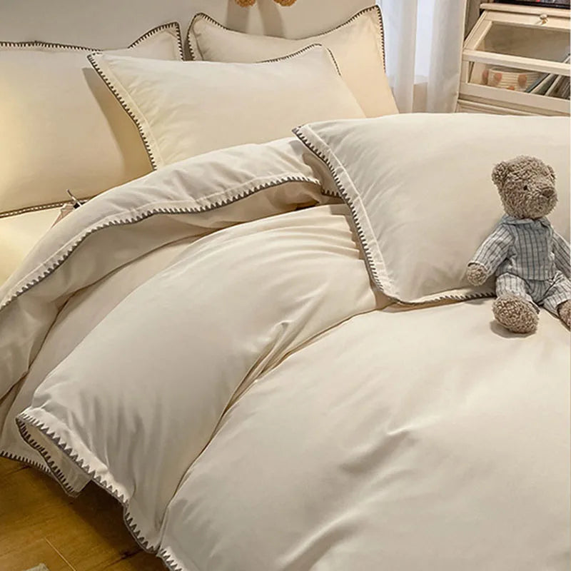 Afralia™ Cozy Shell Edges Bedding Set: Soft Duvet & Fitted Sheet for Autumn/Winter