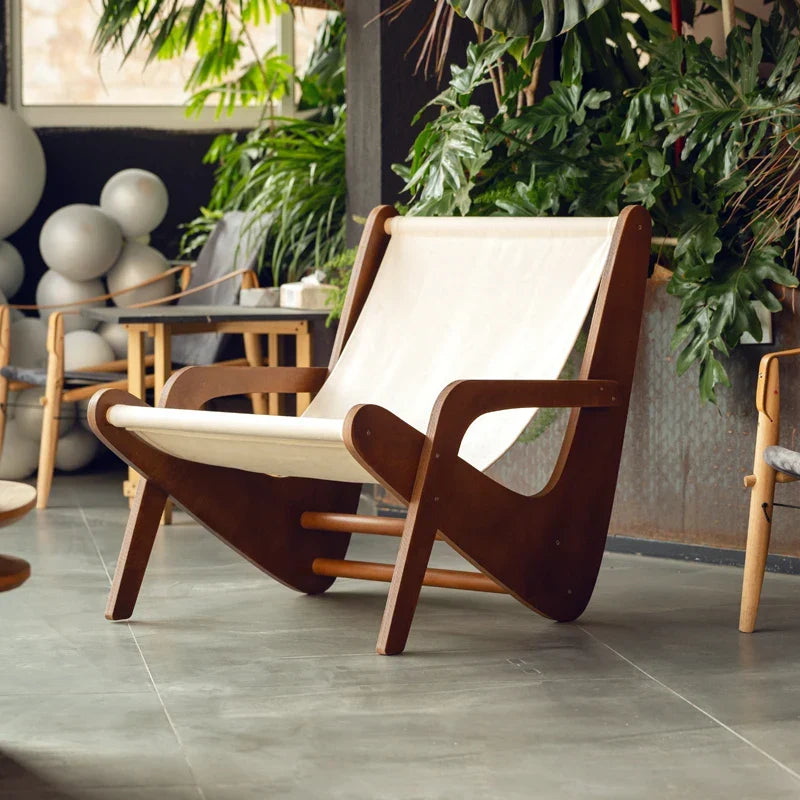 Afralia™ Canvas Recliner: Retro Mid-Ancient Designer Sofa Chair for Living Room & Balcony