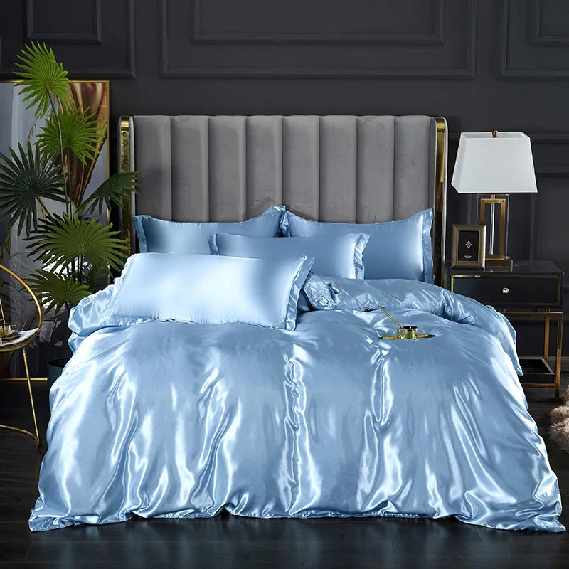 Afralia™ Silky Ice Solid Color Bedding Set for Cool Summer Sleep