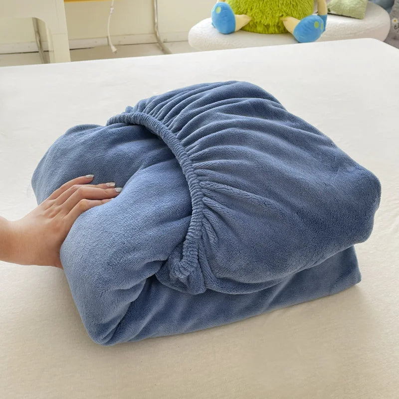 Afralia™ Winter Milk Velvet Fitted Sheet - Thick Plush Mattress Protector for Bed