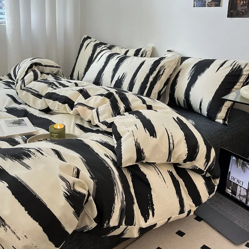 Afralia™ Geometric Pattern Cotton Bedding Set: Soft, Durable Quilt Kit for Adults