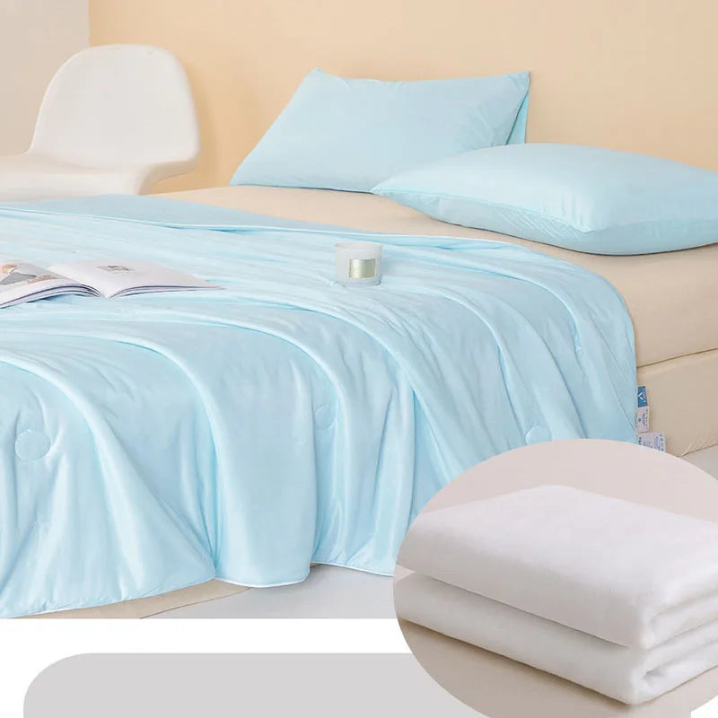 Afralia™ Satin Silky Summer Cooling Quilt Double Solid Color Bedding
