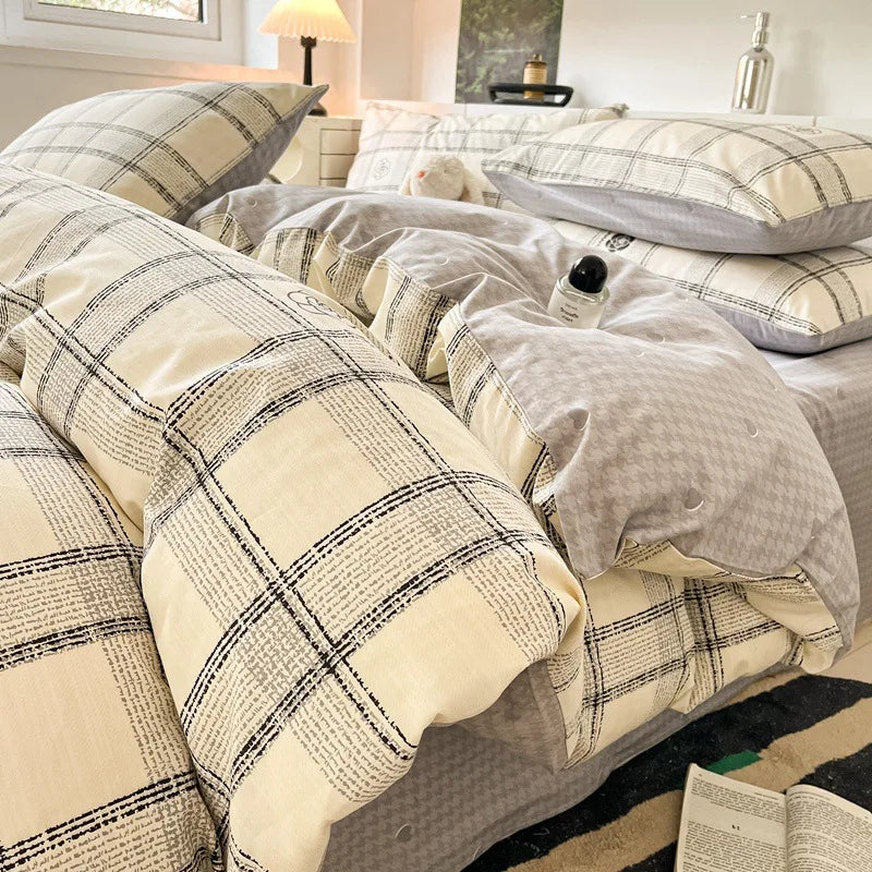 Afralia™ Geometric Pattern Cotton Bedding Set: Soft, Durable Quilt Kit for Adults