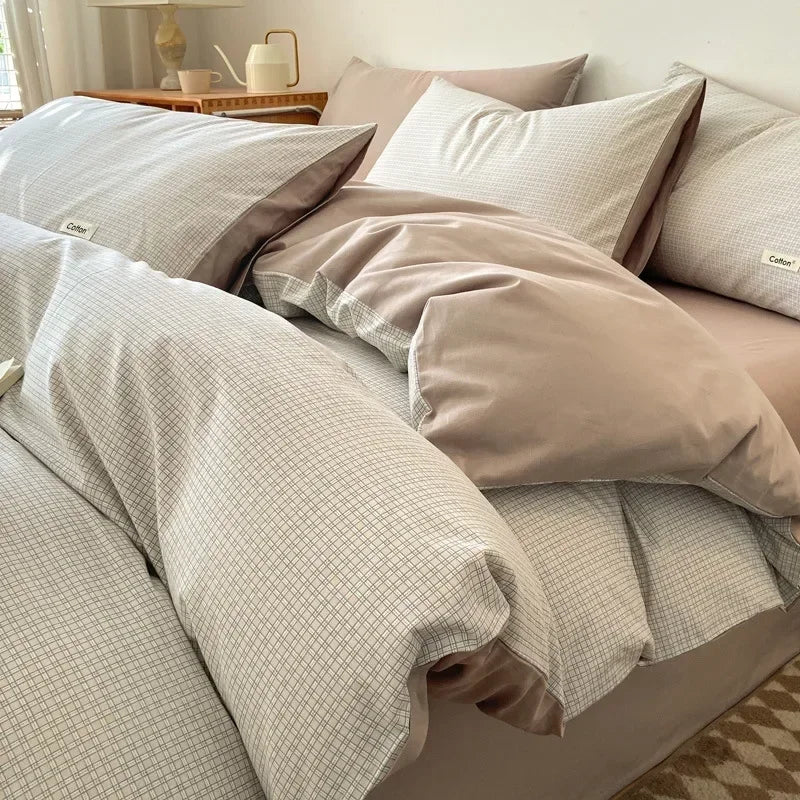Afralia™ Nordic Cotton Bedding Set: Soft Striped Comforter Cover for Adults