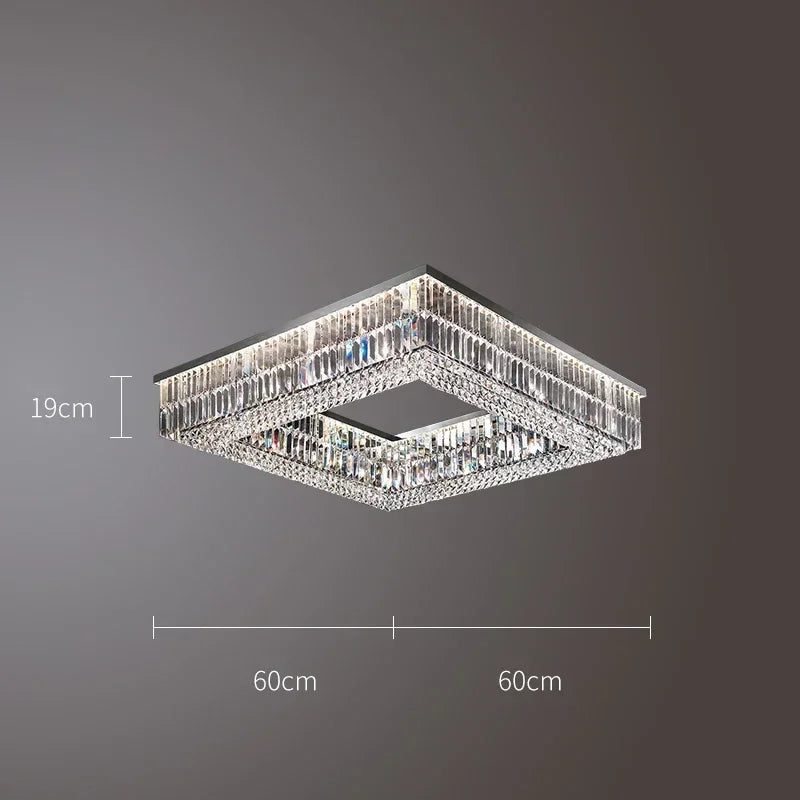 Afralia™ Modern Crystal Chandelier Chrome Stainless Steel Hanging Light Fixtures