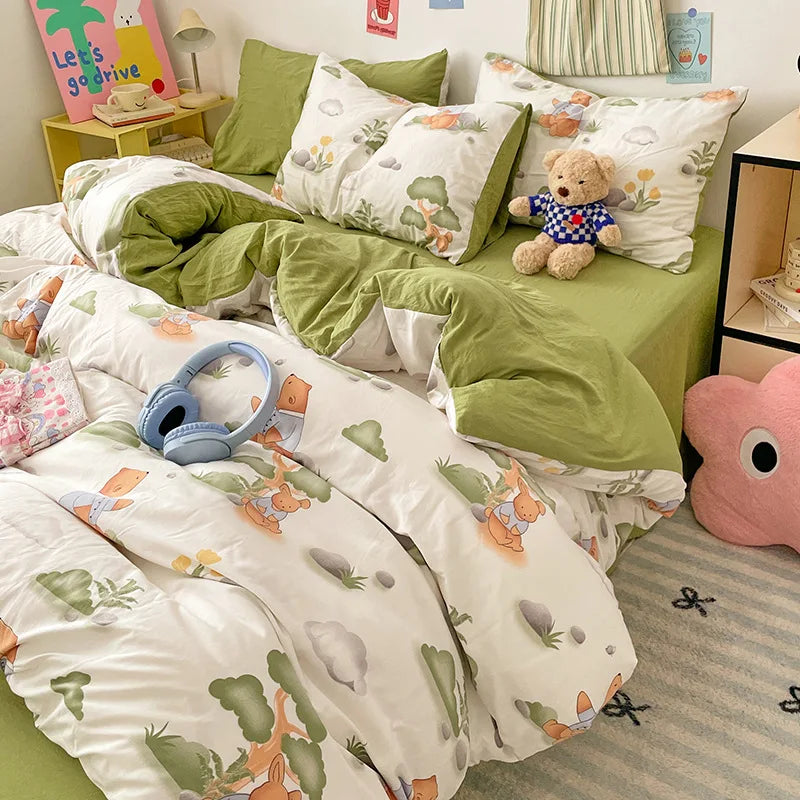 Afralia™ Cloud Cotton Printed Bedding Sets | Super Soft Quilt Set for School Home Twin King