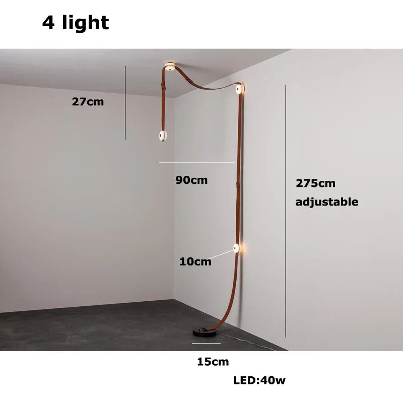 "Afralia™ Leather Belt LED Chandelier: Artistic DIY Hanging Lamps for Living Room"