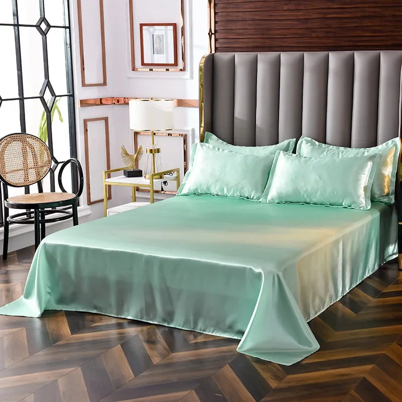 Afralia™ Summer Solid Rayon Silk Bedding Set Lightweight Quilt Cover Set Skin Friendly