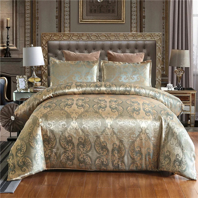 Afralia™ Jacquard Satin Luxury Bedding Set - Queen Size Luxe Duvet Cover Set