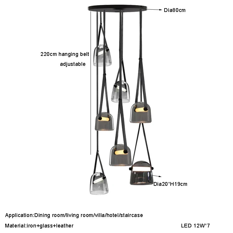 Afralia™ Luxury LED Crystal & Leather Chandelier for Living Room