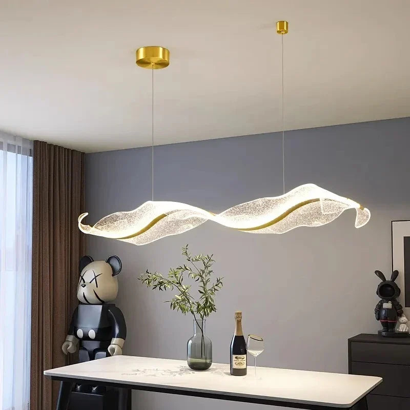 Afralia™ Wave LED Hanging Pendant Light for Home Interior Decor
