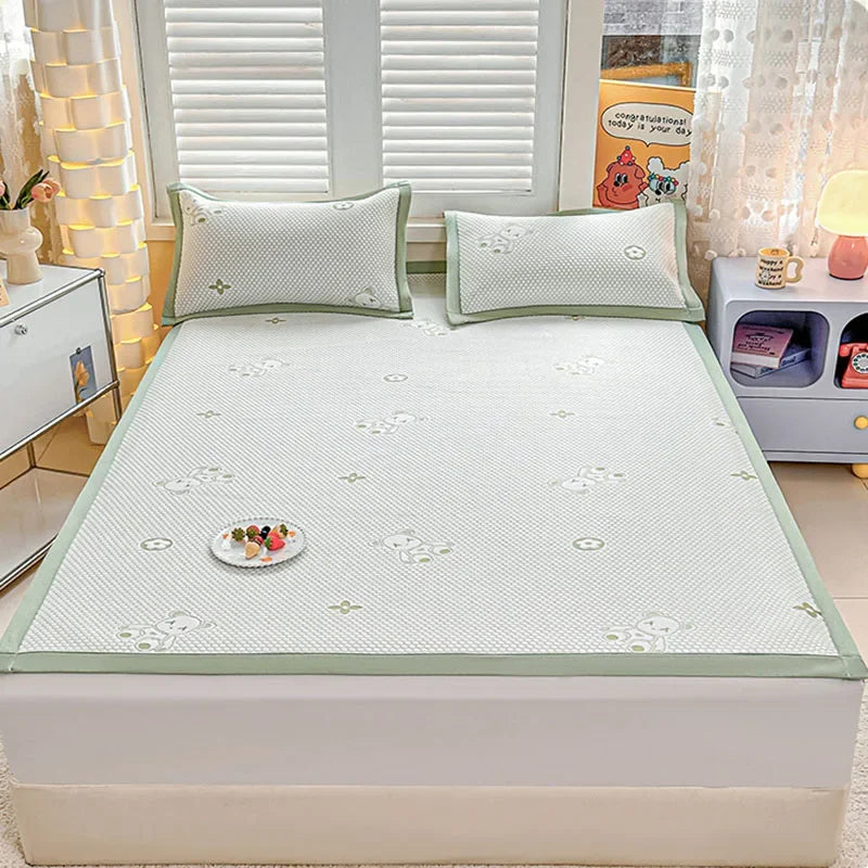 Afralia™ Ice Bean Cooling Feel Mat Set - Jacquard Cushion, Washable, Breathable Mattress