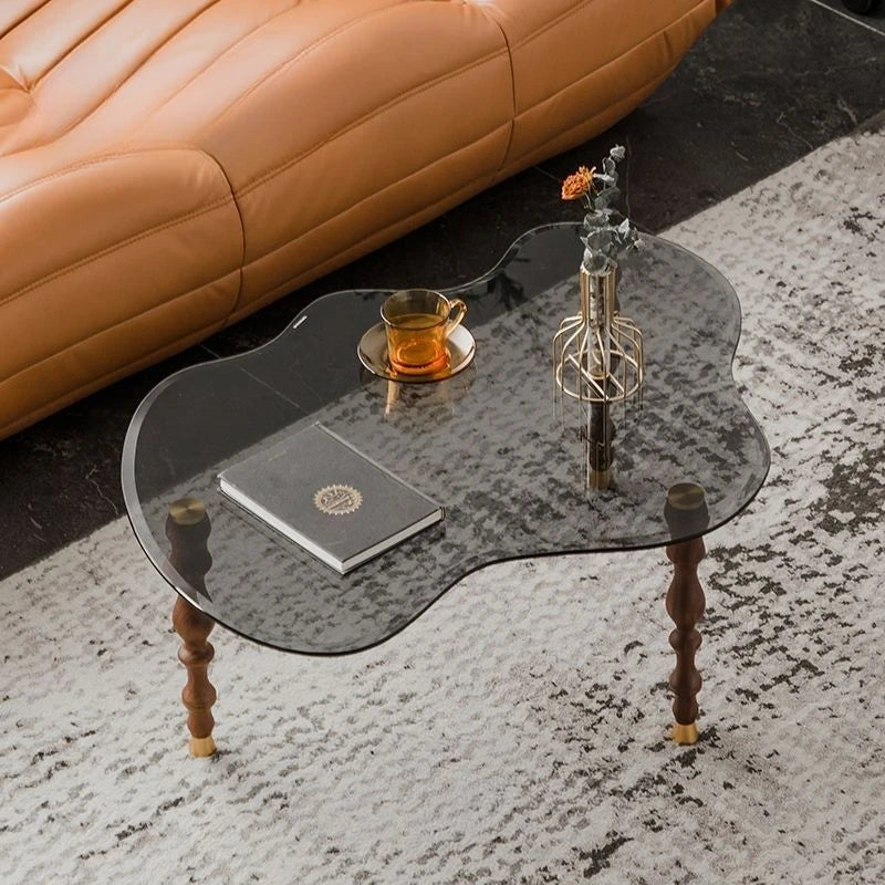 Afralia™ 80*40cm Solid Wood Peanut-Shaped Coffee Table for Living Room