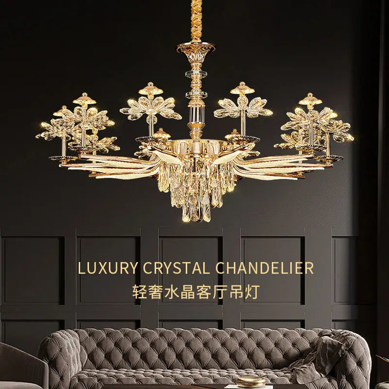Afralia™ Crystal Chandelier Ceiling Pendant Light for Living, Dining, and Bedroom Home Lighting