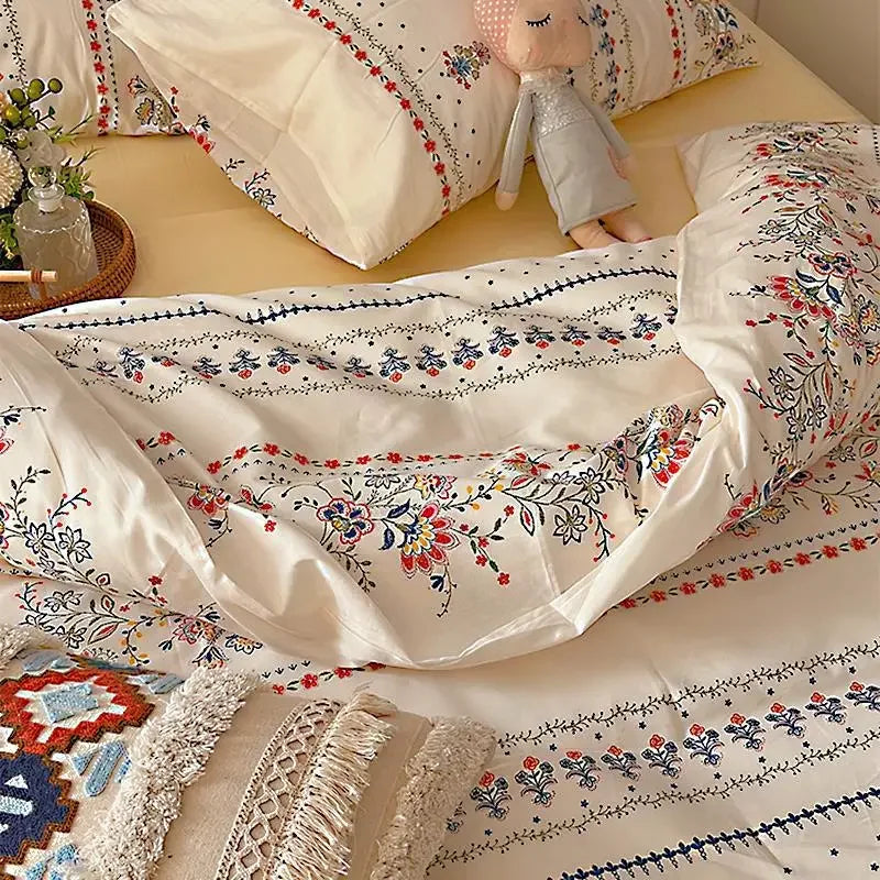 Afralia™ Boho Cotton Printed Bedding Set | Super Soft Bed Sets for Single Double Size