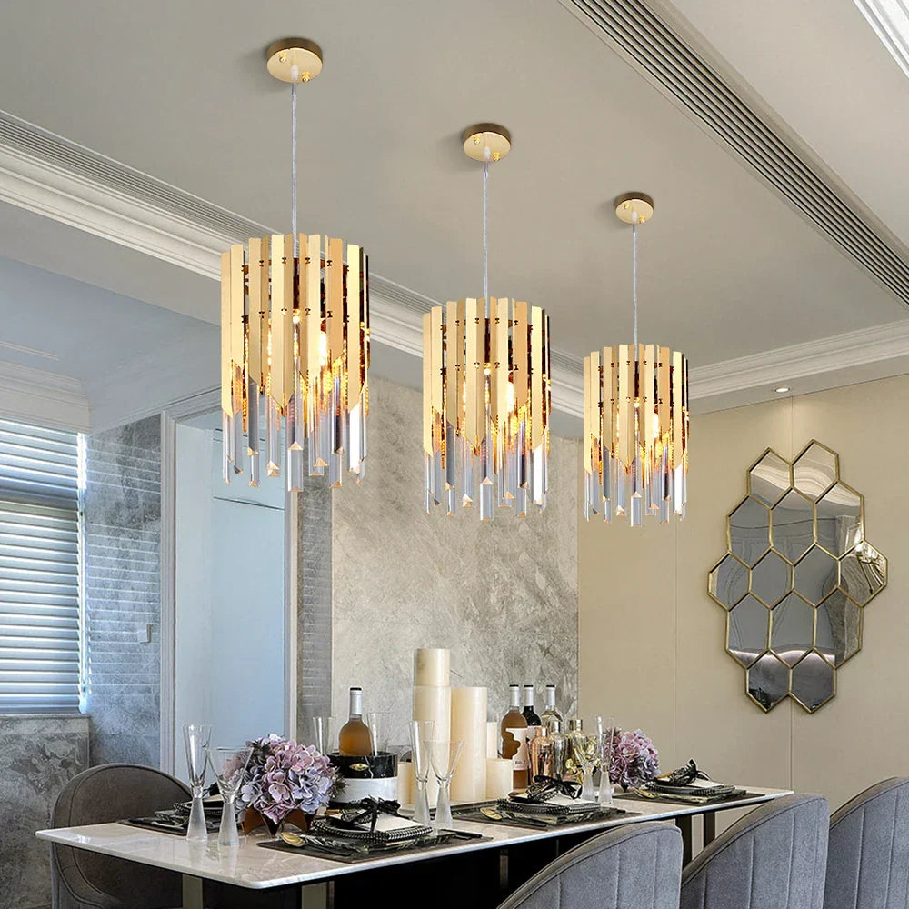 Afralia™ Modern Gold Crystal LED Chandelier for Home Luxury Indoor Lighting