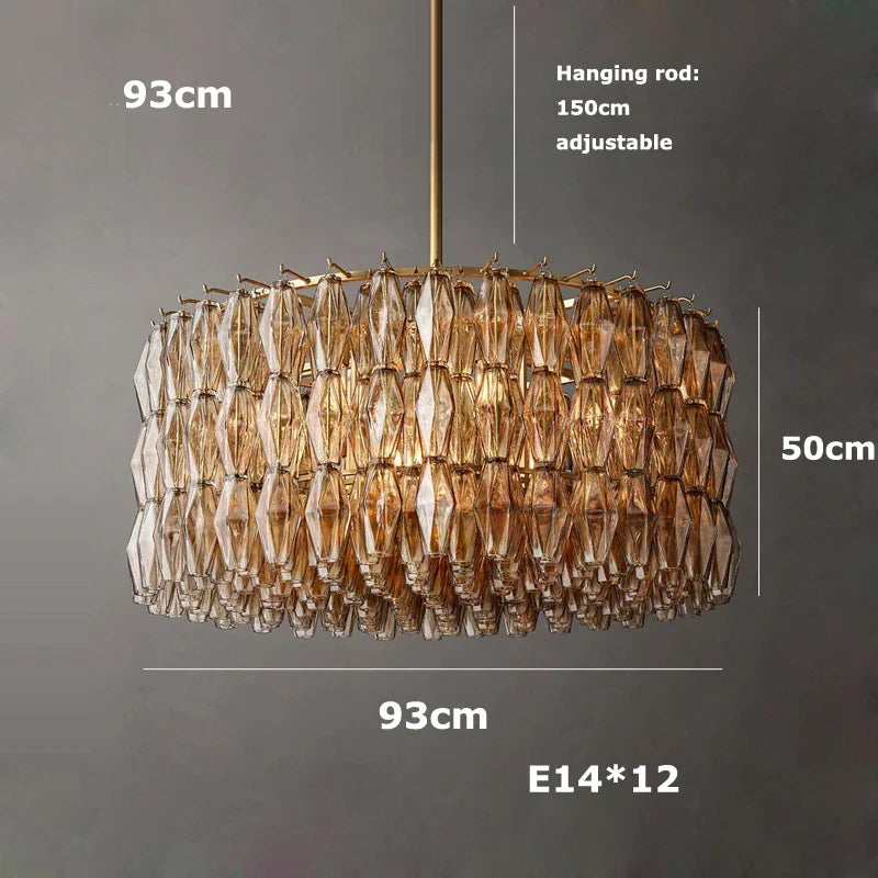 Afralia™ Art Deco Glass Shade Brass LED Chandelier - Luxury Black Dining Room Ceiling Light