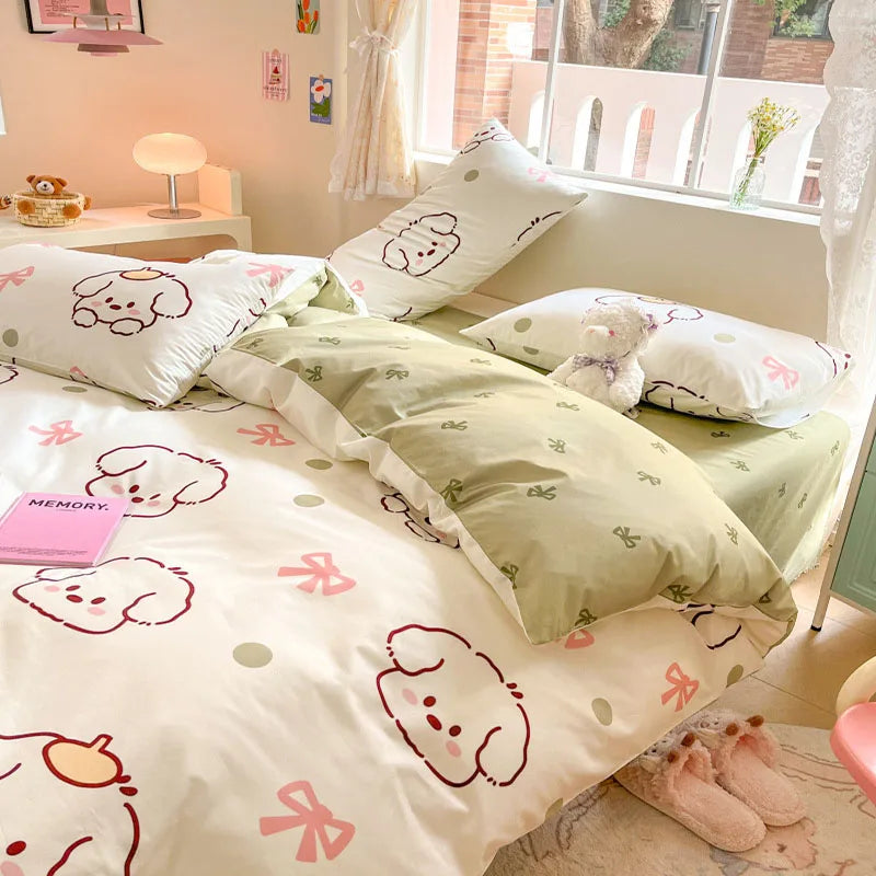Afralia™ Cartoon Printed Cotton Duvet Cover for Kids & Teens Beddings