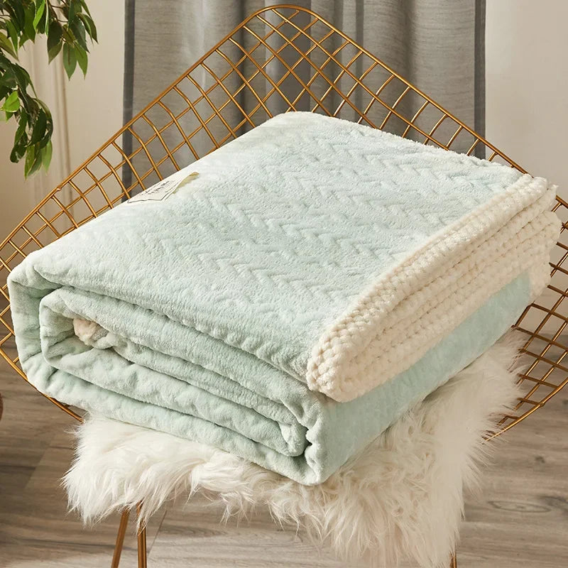 Afralia™ Coral Fleece Flannel Blanket: Cozy Single/Queen Size Little Quilt - Winter Office/Dorm Warmth