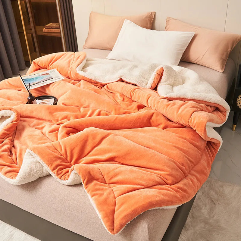 Afralia™ Warm Lamb Fleece Double Layer Blanket - Thick Milk Velvet Quilt