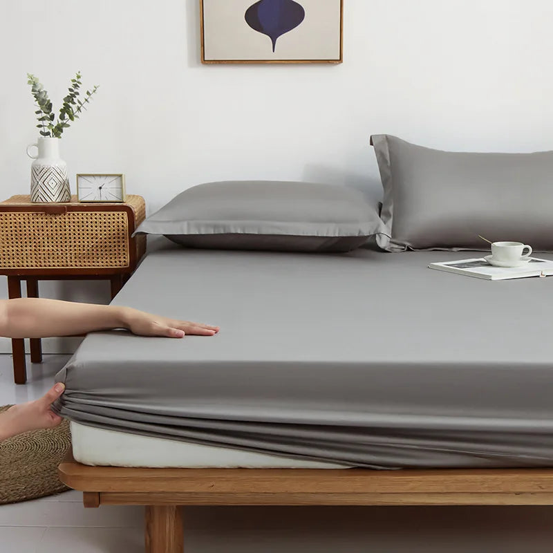 Afralia™ Pure Cotton Fitted Sheet: Comfortable Solid Color Mattress Cover