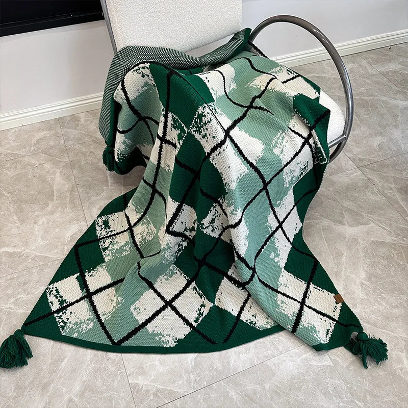 Afralia™ Multifunctional Diamond Grid Blanket for Office, Geometric Pattern Gift Shawl