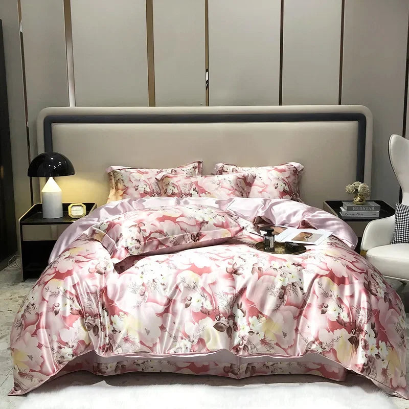 Afralia™ Mulberry Silk Bedding Sets - Summer Print Comforter Set for Adults